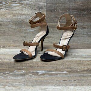 Claudia Ciuti Brown/Black Double Ankle Strap Pumps Women's Size 8.5